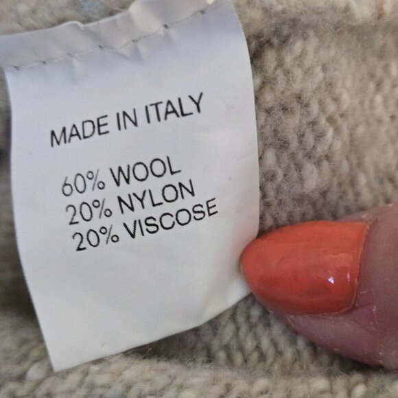 Lucas Nobili Made In Italy Oatmeal Wool Blend Shawl Collar CableKnit Sweater Siz - Picture 7 of 7
